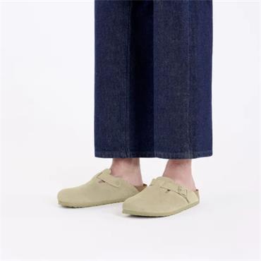 Birkenstock Boston Suede Leather Slipper - Faded Khaki